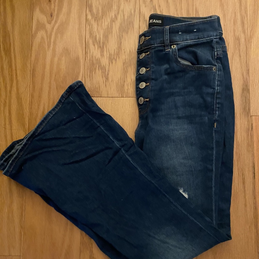Sold. Express high waisted flare jeans
